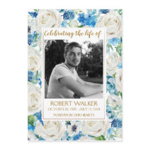 Wit en blauw Photo Memorial Service Programma