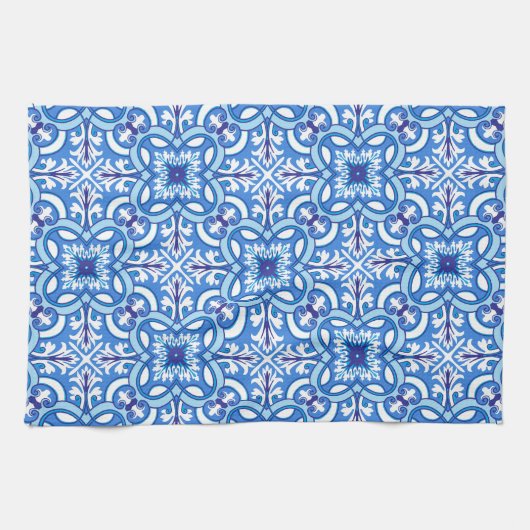 🤍 💙Wit en blauw Porto Azulejos Theedoek (Horizontaal)