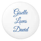 Wit en blauw romantisch keramische knop (Voorkant)