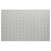 Wit en Blauw Rozen Stof (Yard (91,4 cm))