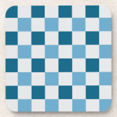 Wit en blauw schaakbordpatroon bier onderzetter (Voorkant)