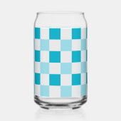 Wit en blauw schaakbordpatroon blikvorm glas (Voorkant)