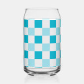 Wit en blauw schaakbordpatroon blikvorm glas (Achterkant)