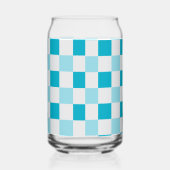 Wit en blauw schaakbordpatroon blikvorm glas (Links)