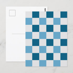 Wit en blauw schaakbordpatroon briefkaart