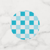 Wit en blauw schaakbordpatroon confetti (Kleine voorkant)