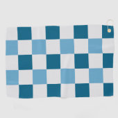 Wit en blauw schaakbordpatroon golfhanddoek (Horizontaal)