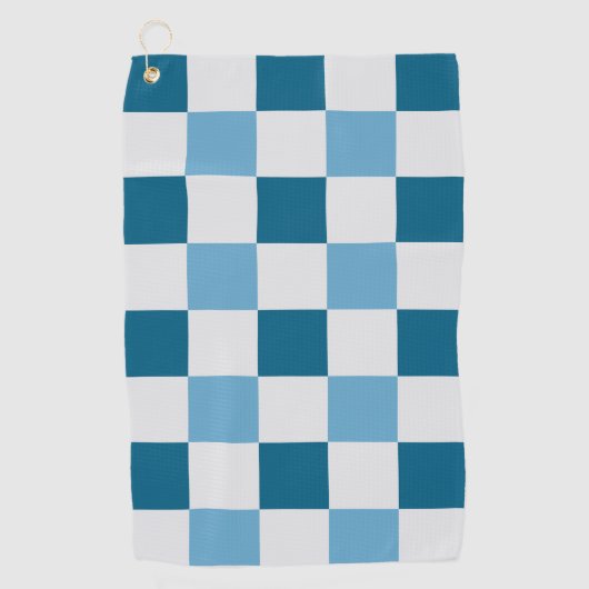 Wit en blauw schaakbordpatroon golfhanddoek (Voorkant)