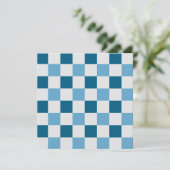 Wit en blauw schaakbordpatroon kaart (Staand voorkant)