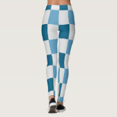 Wit en blauw schaakbordpatroon leggings (Achterkant)