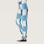Wit en blauw schaakbordpatroon leggings (Links)