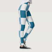 Wit en blauw schaakbordpatroon leggings (Rechts)