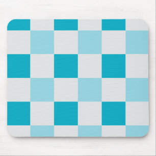 Wit en blauw schaakbordpatroon muismat