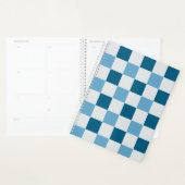 Wit en blauw schaakbordpatroon planner (Display)