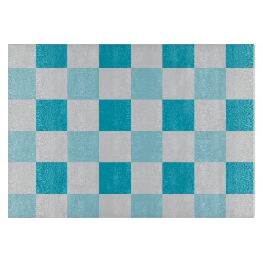 Wit en blauw schaakbordpatroon snijplank (Voorkant)