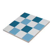 Wit en blauw schaakbordpatroon tegeltje (Zijkant)
