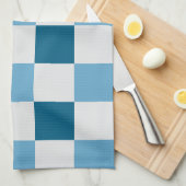 Wit en blauw schaakbordpatroon theedoek (Quarter Fold)