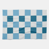 Wit en blauw schaakbordpatroon theedoek (Horizontaal)