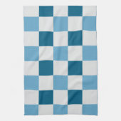 Wit en blauw schaakbordpatroon theedoek (Verticaal)