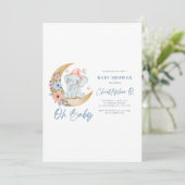 Wit en Blauw Schattige Baby showers Kaart (Staand voorkant)