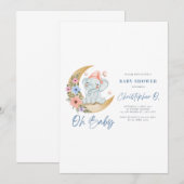 Wit en Blauw Schattige Baby showers Kaart (Voorkant / Achterkant)