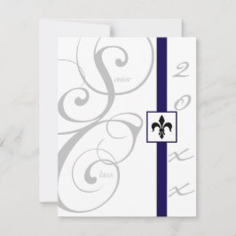 Wit en blauw Scroll lint Afstuderen Kaart