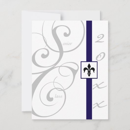 Wit en blauw Scroll lint Afstuderen Kaart (Voorkant)