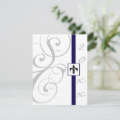 Wit en blauw Scroll lint Afstuderen Kaart (Staand voorkant)