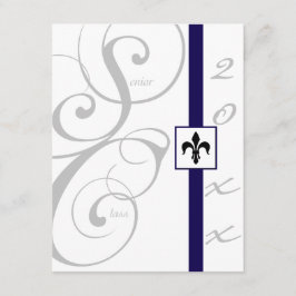 Wit en blauw Scroll lint Afstuderen Kaart