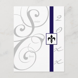 Wit en blauw Scroll lint Afstuderen Kaart