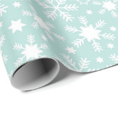 Wit en Blauw Sneeuwvlok Inpakpapier (Rol Hoek)