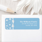 Wit en Blauw Sneeuwvlokken Lint Kerstmis Adres Etiket (Insitu)