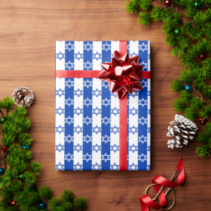 Wit en Blauw Ster van David Streep Cadeaupapier