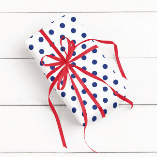 Wit en Blauw Stippenpatroon Cadeaupapier