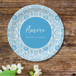 WIT EN BLAUW TALAVERA VRIJGEZELLENFEEST PAPIEREN BORDJE<br><div class="desc">Mooie Blauwe Mexicaanse Talavera bloemen</div>