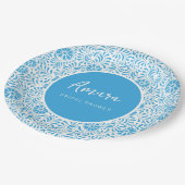 WIT EN BLAUW TALAVERA VRIJGEZELLENFEEST PAPIEREN BORDJE (Gekanteld)