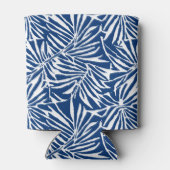 Wit en Blauw Tropisch Blad Herhalend Patroon Blikjeskoeler (Achterkant)