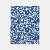 Wit en Blauw Tropisch Blad Herhalend Patroon Fleece Deken (Voorkant)
