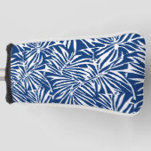 Wit en Blauw Tropisch Blad Herhalend Patroon Golfheadcover (Voorkant)