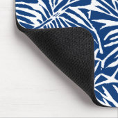 Wit en Blauw Tropisch Blad Herhalend Patroon Muismat (Hoek)