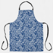 Wit en Blauw Tropisch Blad Herhalend Patroon Schort (Voorkant)