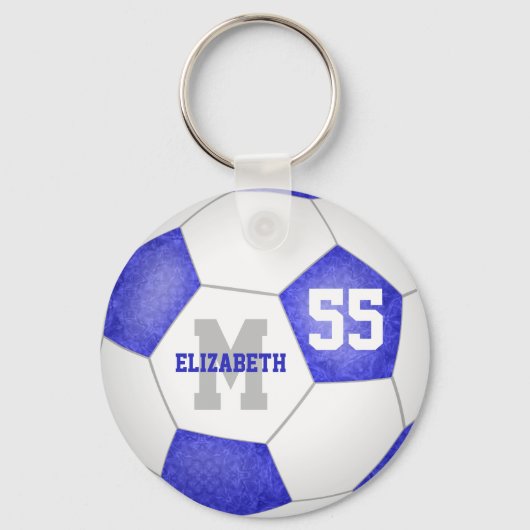 wit en blauw voetbal sleutelhanger (Voorkant)