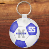 wit en blauw voetbal sleutelhanger (Voorkant)