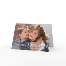 Wit en Blauw Vrolijk Kerstfeest Familie Foto