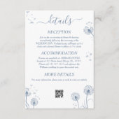 Wit en Blauw Wildflower Rustieke bruiloft Details Informatiekaartje (Voorkant)