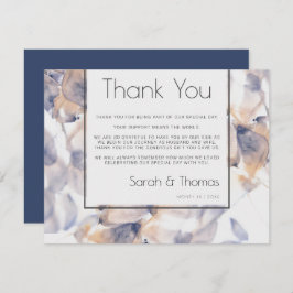 WIT EN BLAUWE PATELES FLORAAL ELEGANT DANK U KAART