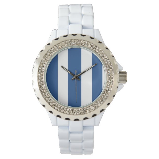 Wit En Blauwe Strepen Horloge (Voorkant)