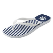 Wit en blauwe strepen & scheepsstuurwiel teenslippers (Schuin)