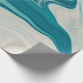 Wit en blauwgroen abstract schilderij cadeaupapier (Hoek)