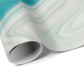 Wit en blauwgroen abstract schilderij cadeaupapier (Rol Hoek)